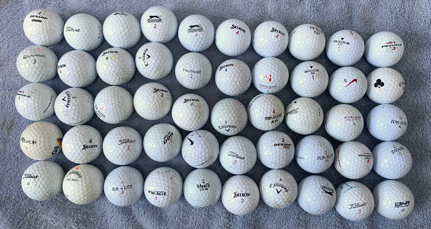 50 Value Brand Used Golf Balls - Grade B - washed, cleaned